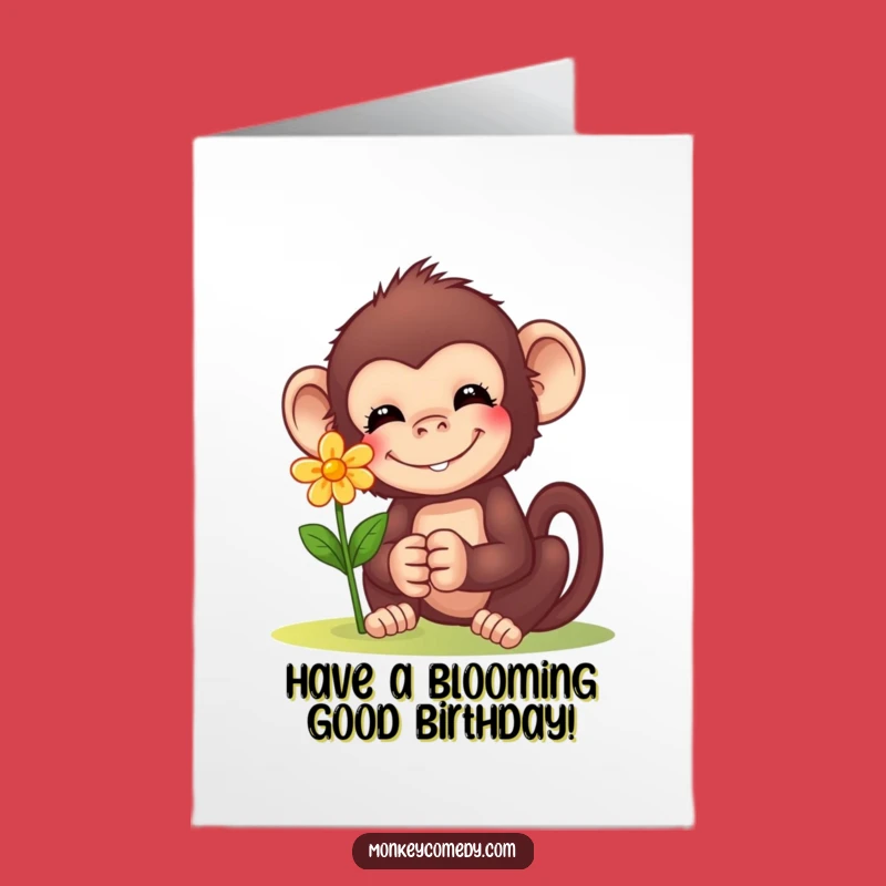 Sweet Monkey Free Printable Birthday Card: A Blooming Flower Gift!
