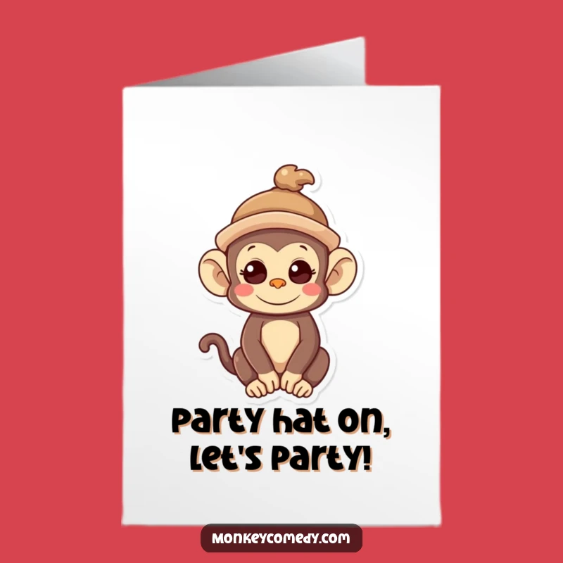 Free Printable Kawaii Monkey Birthday Card: Hat's Off to You!