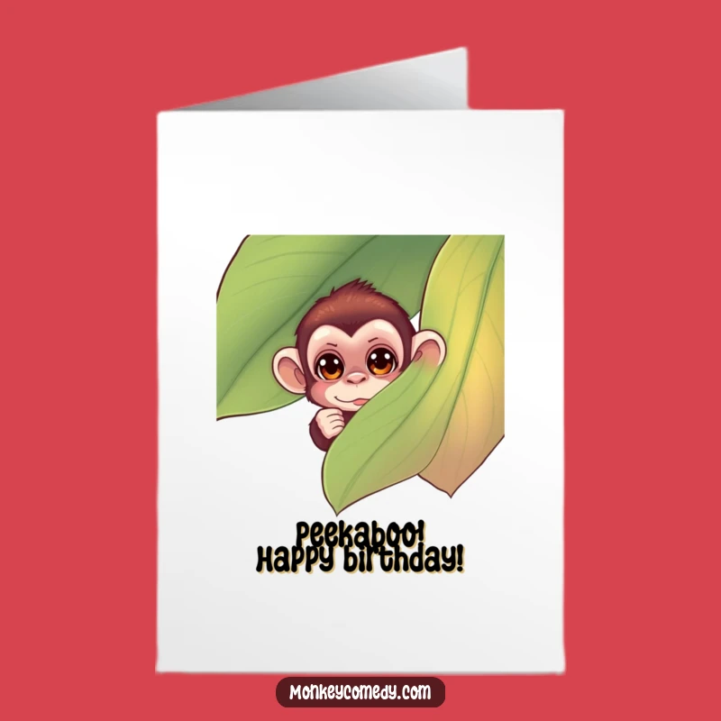 Free Printable Birthday Card: Curious Monkey Peeking, Secret Downloadable Gift