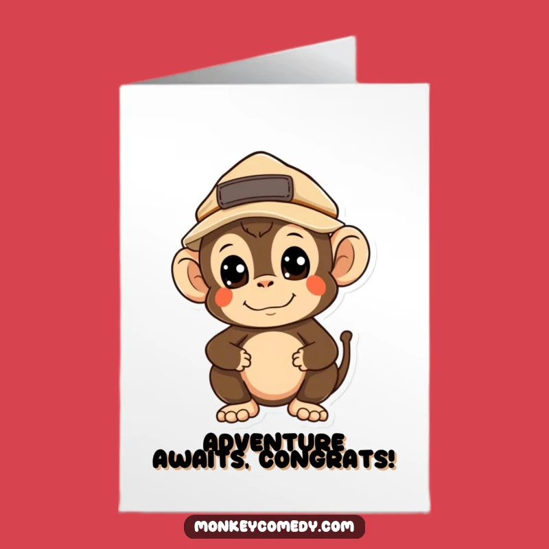 Free Printable Explorer Monkey Congrats Card: Curious Kawaii Adventurer Downloadable Gift