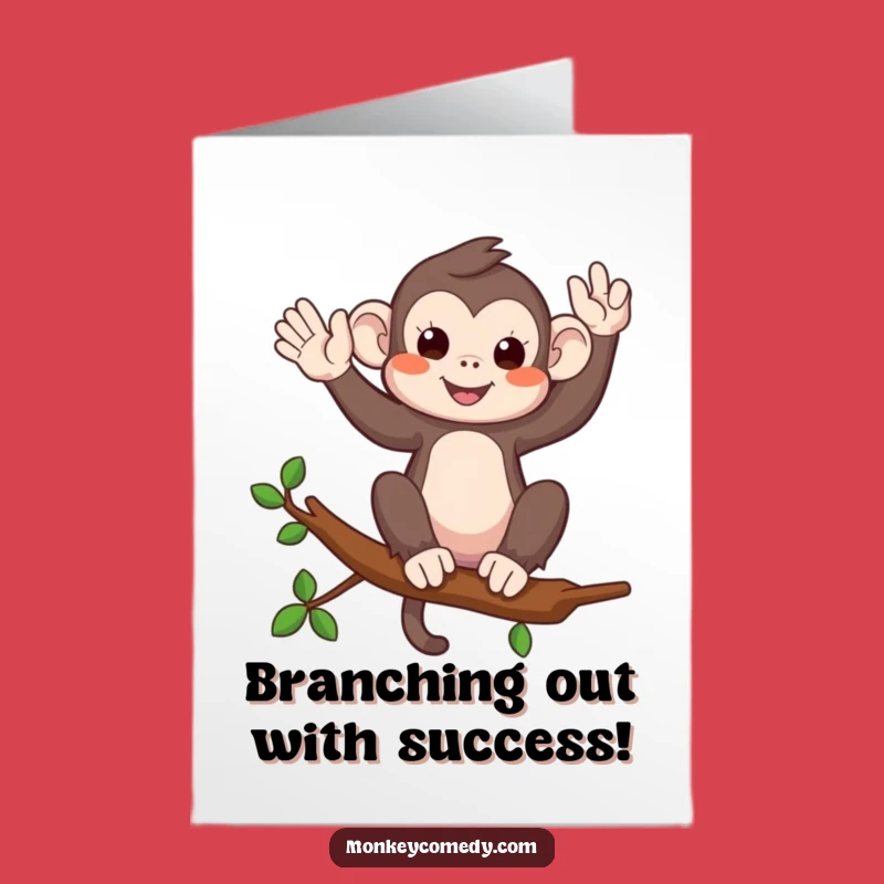 Free Printable Congrats Card: Waving Monkey Cheers! Downloadable DIY Gift.