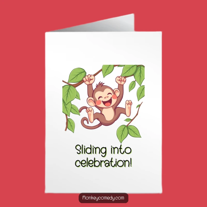 Free Printable Kawaii Monkey Congratulations Card: Funny Vine Slider Downloadable Gift