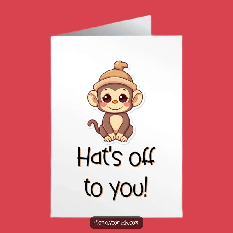 Free Printable Kawaii Monkey Congrats Card: Hat's Off to Your Success!