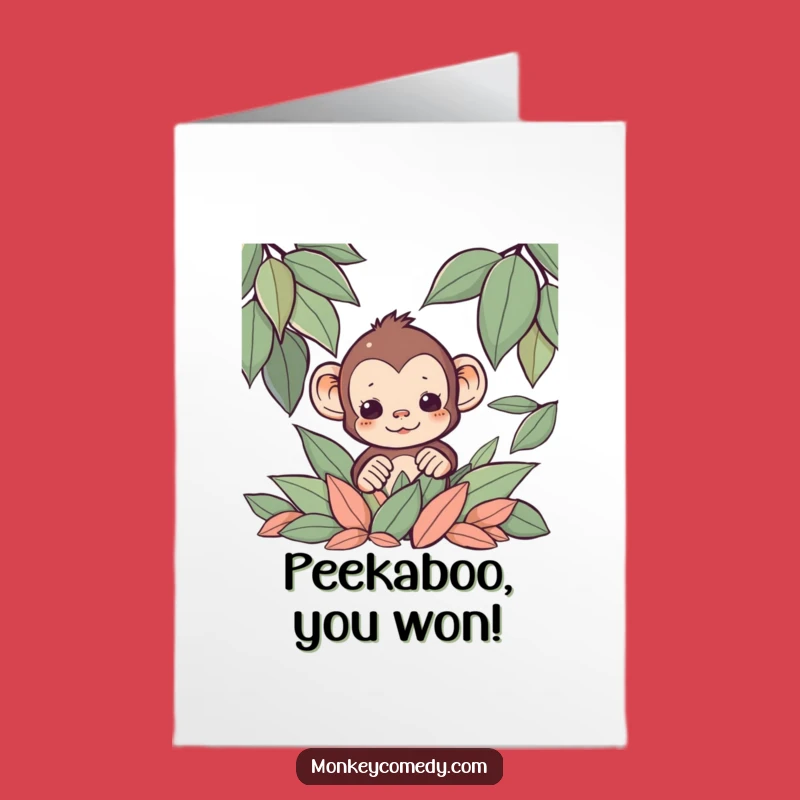 Free Printable Congrats Card: Funny Kawaii Monkey Peek-a-Boo Greeting - Instant Download