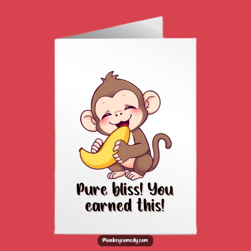Free Printable Congrats Card: Monkey Enjoying Banana - Humorous Downloadable Gift!