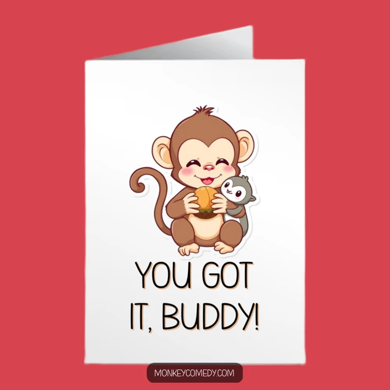 Free Printable Kawaii Monkey Congrats Card: Celebrate with a Snack!