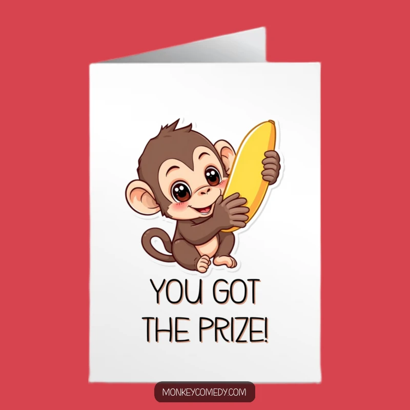 Free Printable Monkey Card: Curious Banana Congrats, Downloadable DIY Gift
