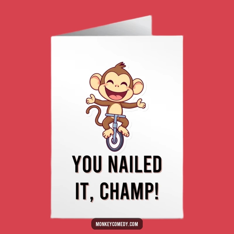 Free Printable Congrats Card: Monkey Acrobat, Downloadable Gift of Triumph!