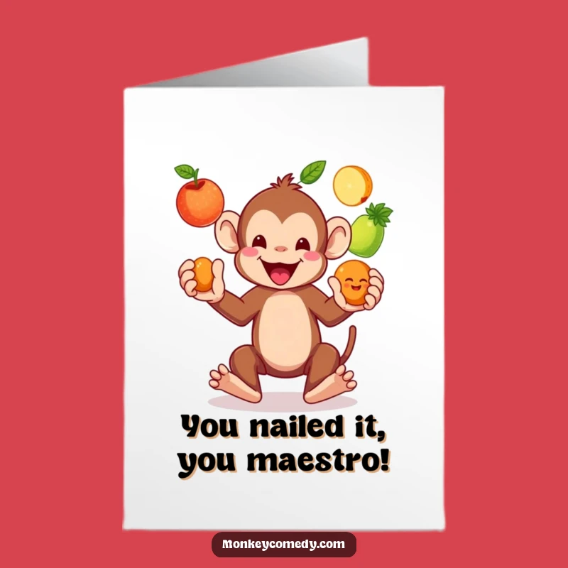 Free Printable Congrats Card: Juggling Monkey Success!