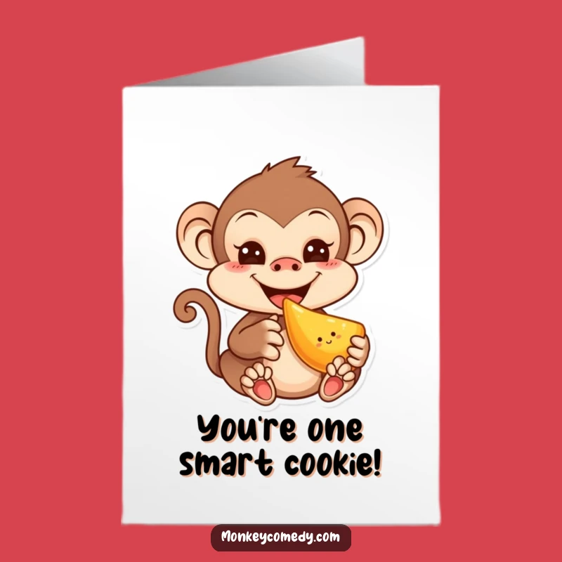 Free Printable Congrats Card: Kawaii Monkey Fruit, Funny Downloadable