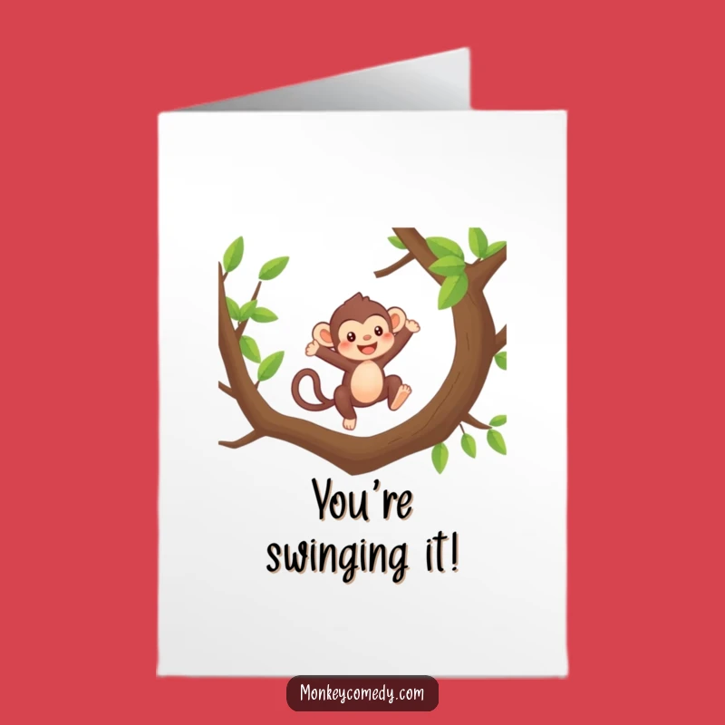 Free Printable Kawaii Monkey Congrats Card: Leaping to Celebrate!