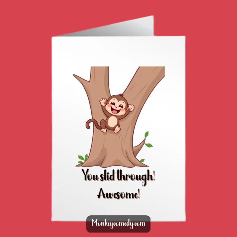 Free Printable Congrats Card: Happy Monkey Slide, Fun Downloadable Celebration