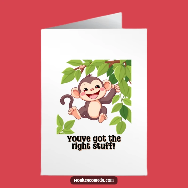Free Printable Congrats Card: Swinging Monkey Grin, Funny Downloadable Gift