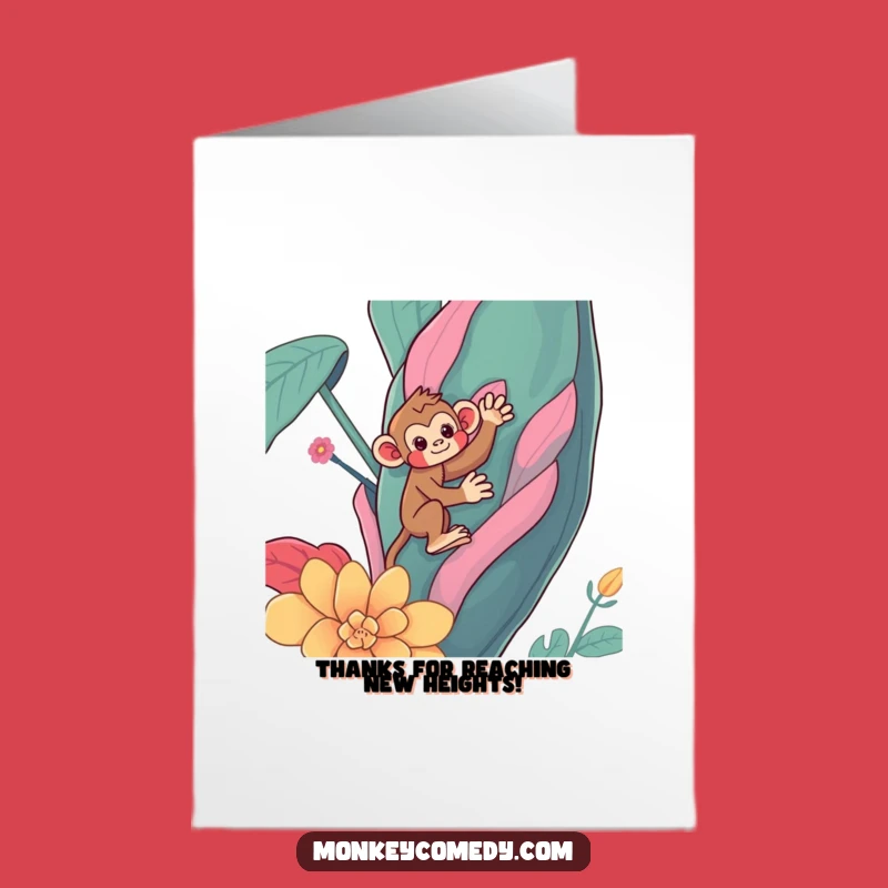 Free Printable Kawaii Monkey Thank You Card: Funny Plant Climber Downloadable Gift