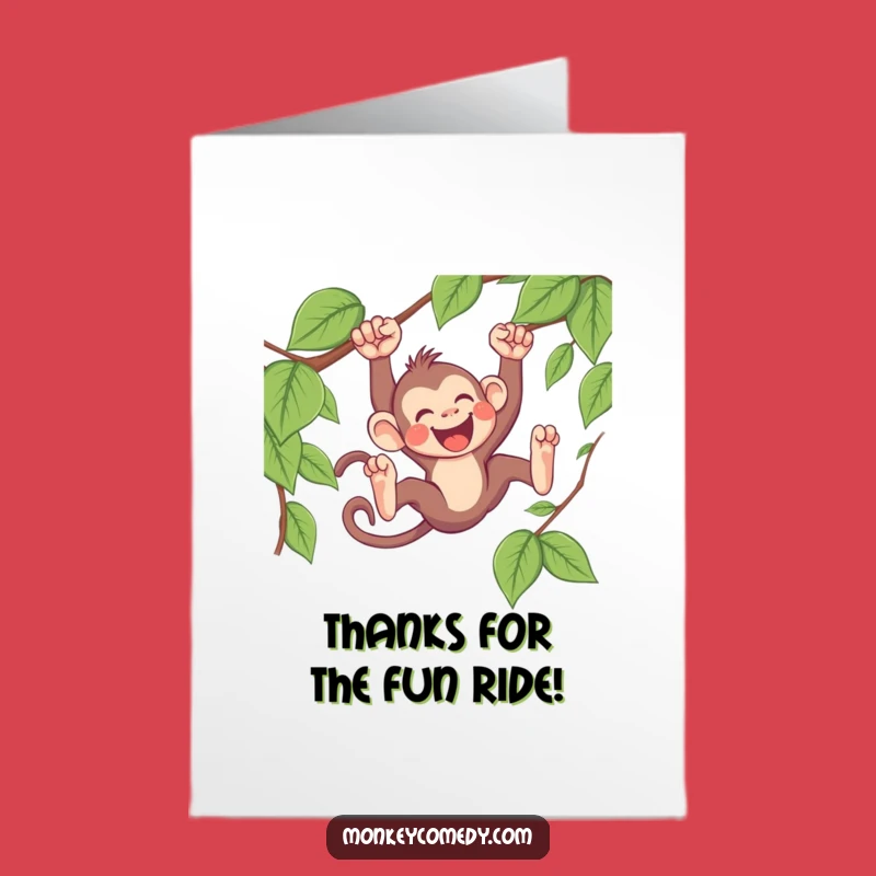 Free Printable Kawaii Monkey Thank You Card: Funny Sliding Vine Downloadable Gift