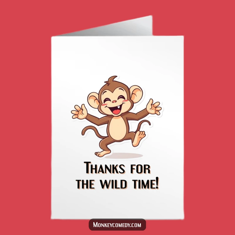 Free Printable Thank You Card: Dancing Monkey, Cheerful Downloadable Gift