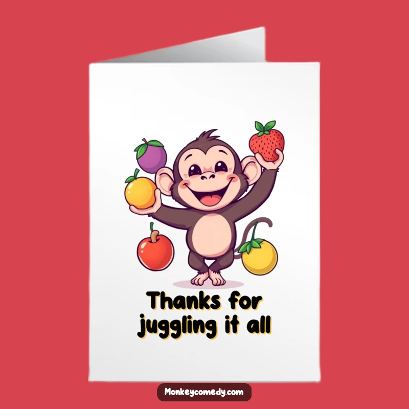 Free Printable Thank You Card: Grinning Monkey Fruit DIY Gift!