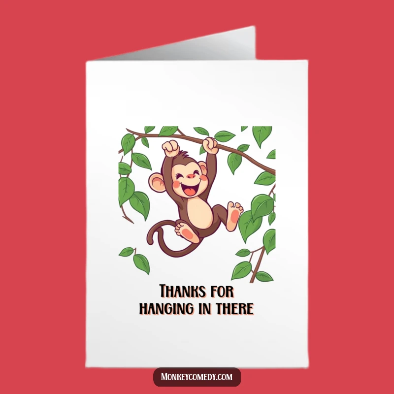 Free Printable Thank You Card: Lively Monkey Swing, Sweet Downloadable Gratitude