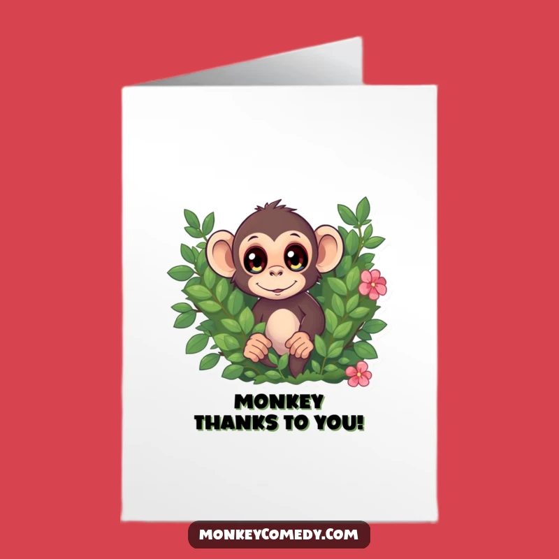 Free Printable Thank You Card: Monkey Bush Surprise Funny Downloadable