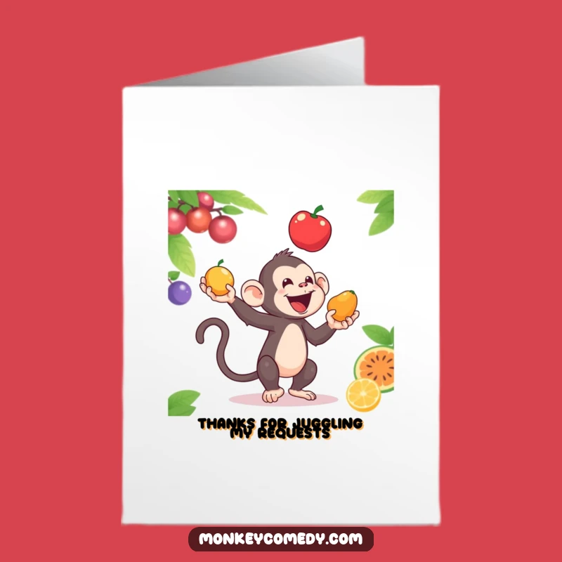 Free Printable Thank You Card: Monkey Juggling Thanks! Downloadable DIY.