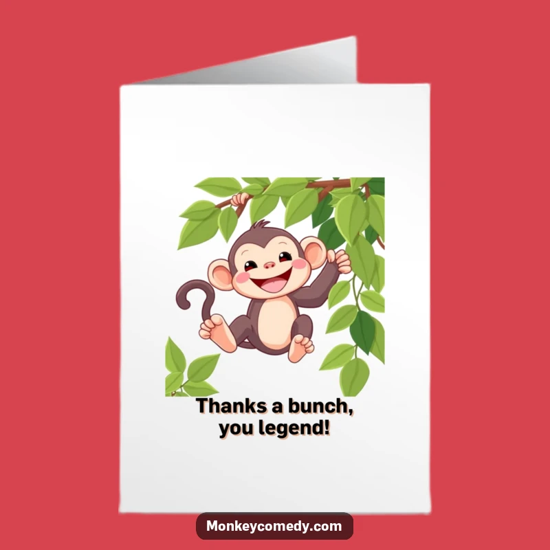 Free Printable Thank You Card: Swinging Monkey Grin, Funny Downloadable Gift