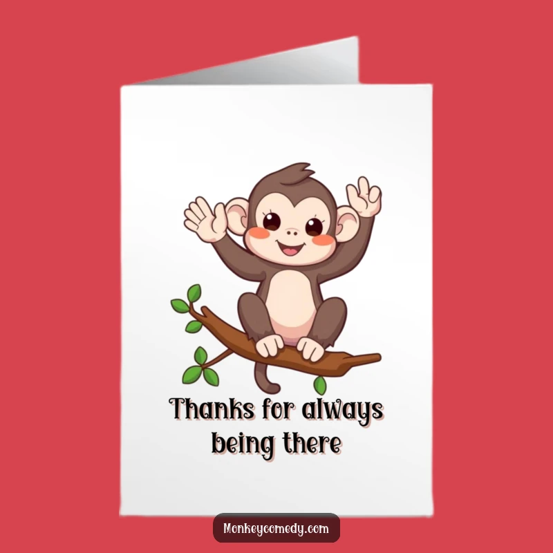Free Printable Thank You Card: Waving Monkey Thanks! Downloadable DIY.