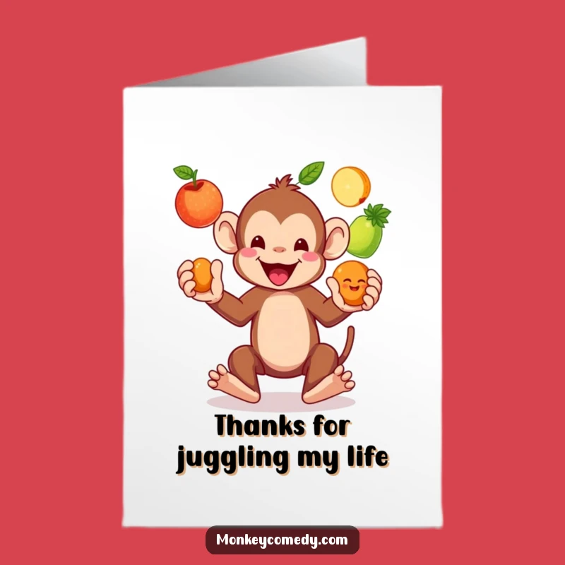 Free Printable Thank You Card: Juggling Monkey Gratitude!