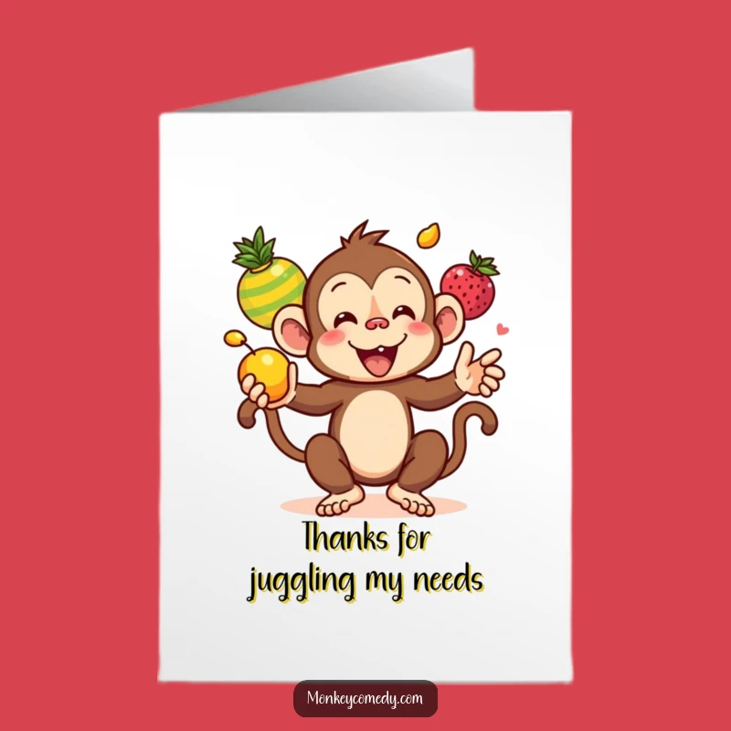 Free Printable Thank You Card: Funny Juggling Monkey Gratitude Downloadable Surprise!