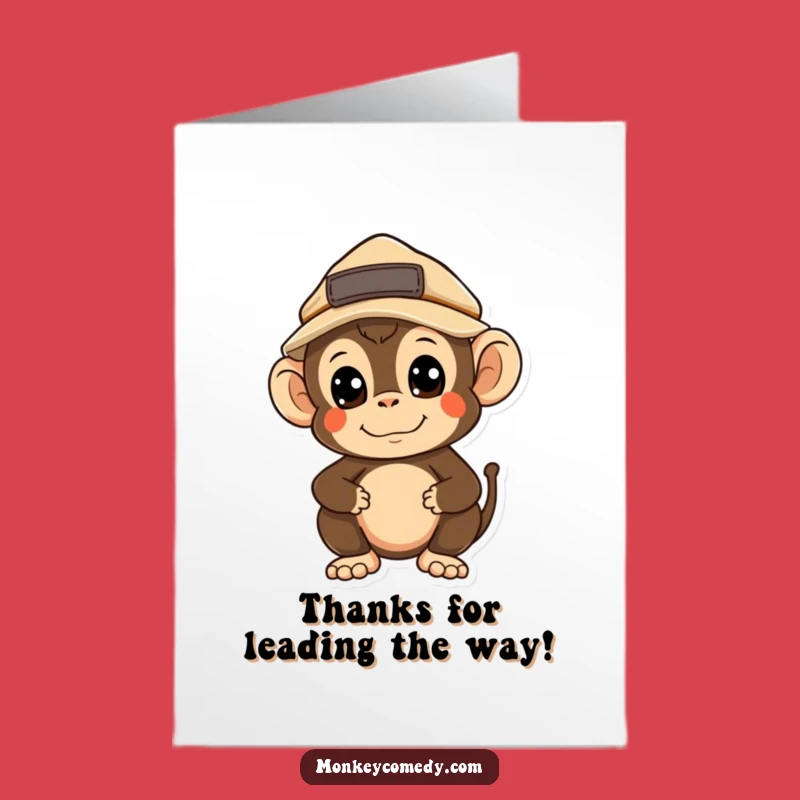 Free Printable Explorer Monkey Thank You Card: Kawaii Seeker Downloadable Gift