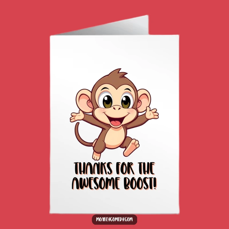 Free Printable Monkey Thank You Card: Excited Kawaii Leaping Appreciation Downloadable Gift