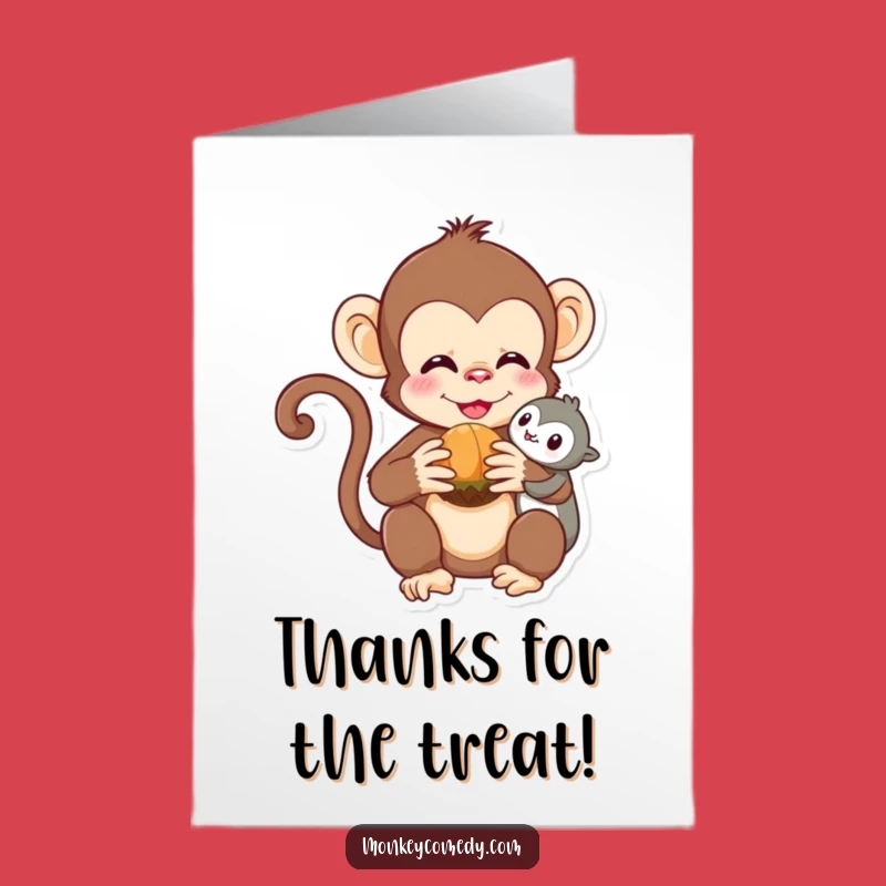 Free Printable Kawaii Monkey Thank You Card: Nuts About Your Kindness!