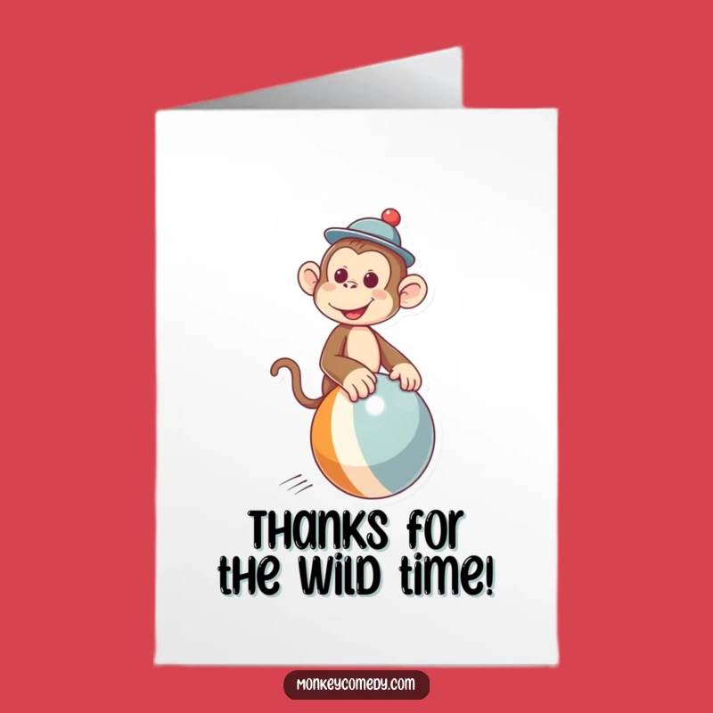 Free Printable Thank You Card: Silly Monkey Ball Rider, Heartfelt Humorous Downloadable Gift
