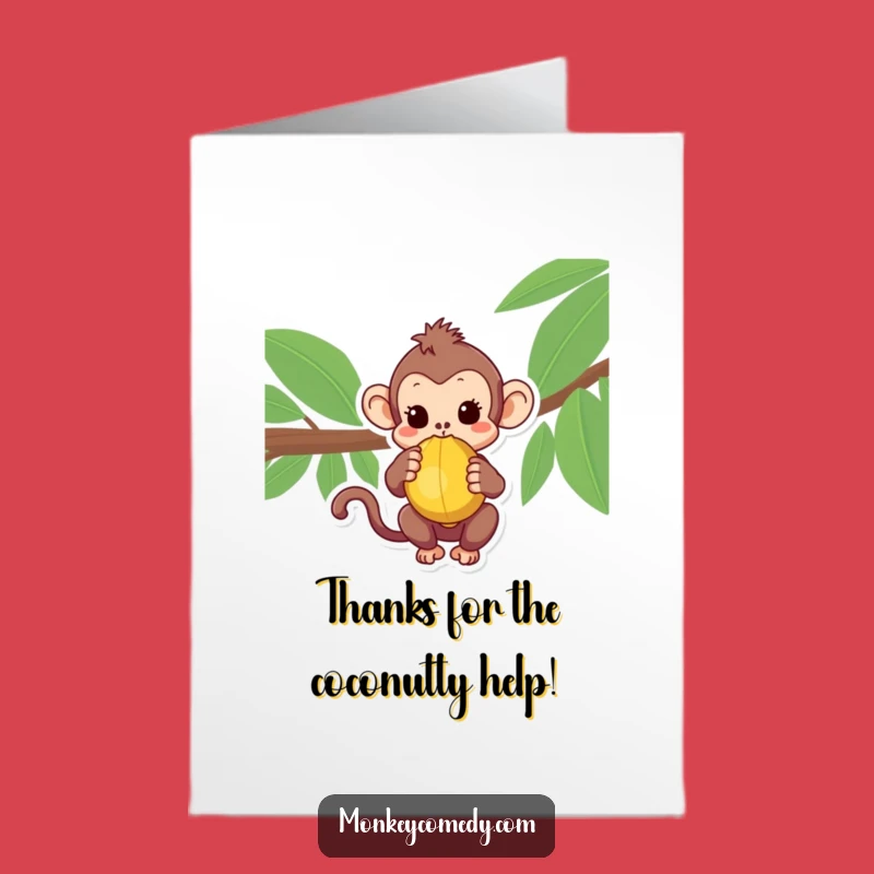 Wondering Monkey Coconut Free Printable Thank You Card - Sweet Downloadable Greeting for Gratitude