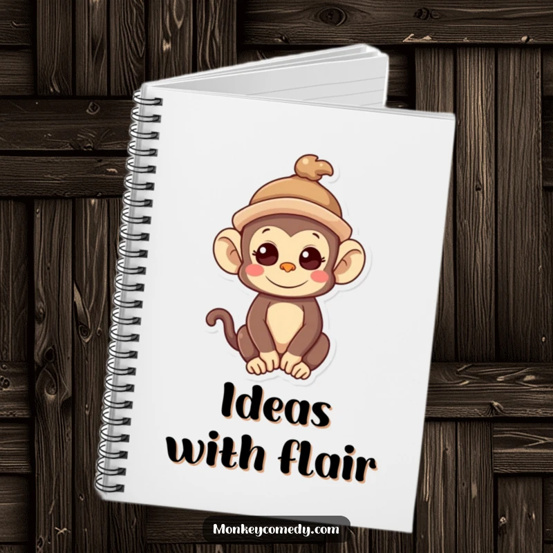 Funny Kawaii Monkey Notebook: A cute monkey wears a tilted hat, inspiring adorable notes and funny, quirky entries.
