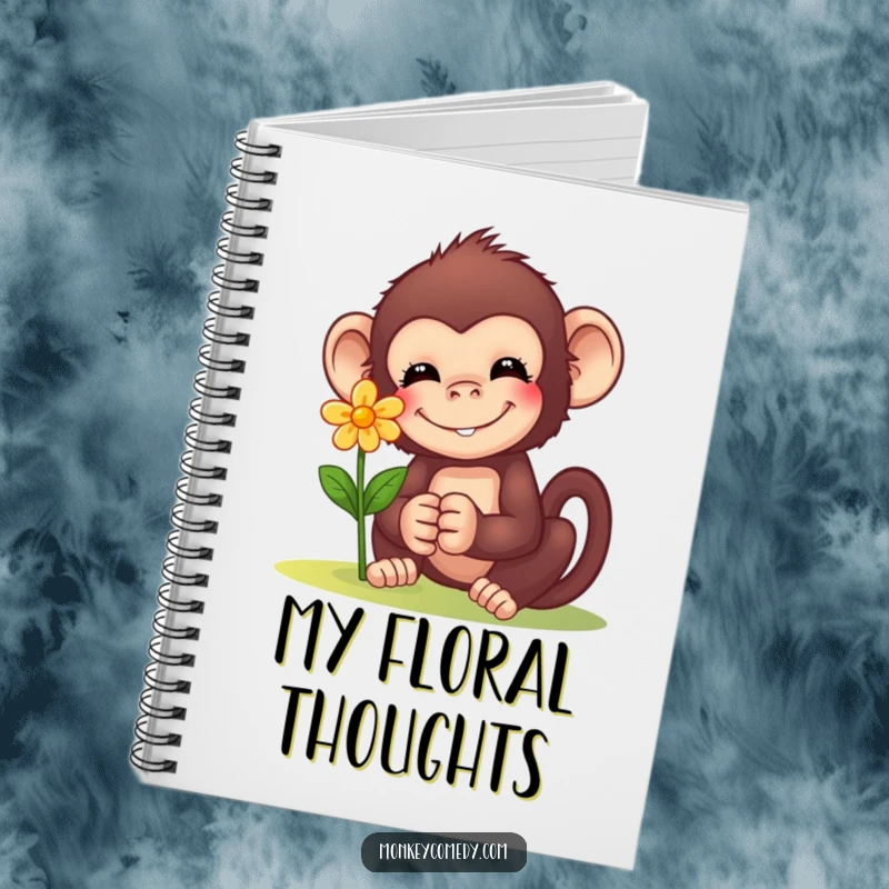 Funny Monkey Flower Notebook: Features a smiling monkey offering a tiny flower, perfect for jotting notes and sweet thoughts with charm.