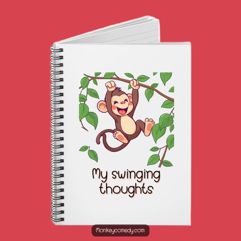 Funny Monkey Swinging Notebook - Jot Down Ideas with Primate Flair