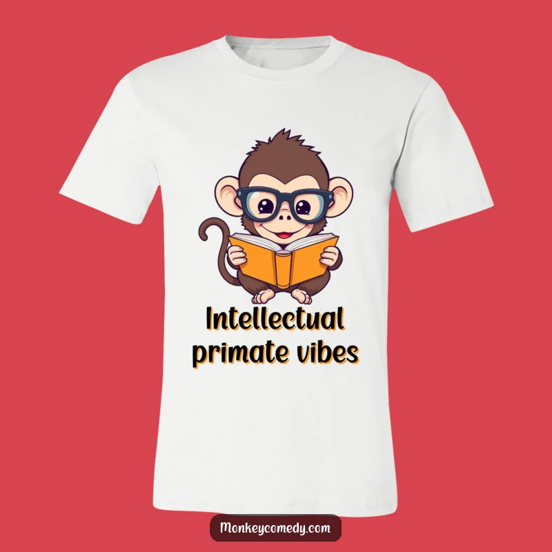 Funny Bookworm Monkey T-Shirt: Hilarious Intellectual Design for Geeks