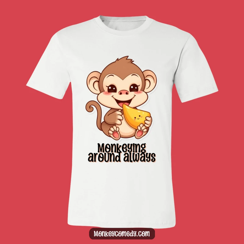 Funny Kawaii Monkey Fruit T-Shirt - Cute Humorous Apparel for Fun!