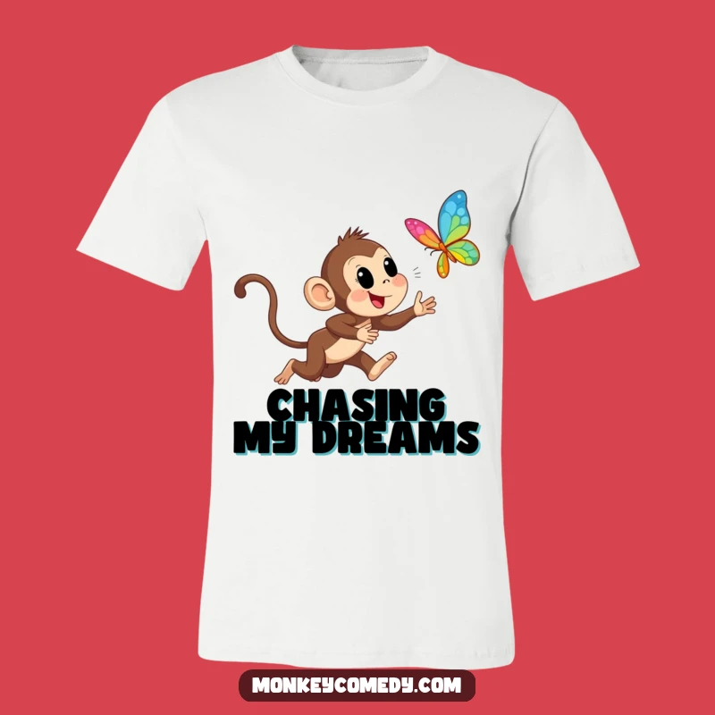 Funny Monkey Chasing Butterfly T-Shirt: Express Your Excitement with This Hilarious Tee!