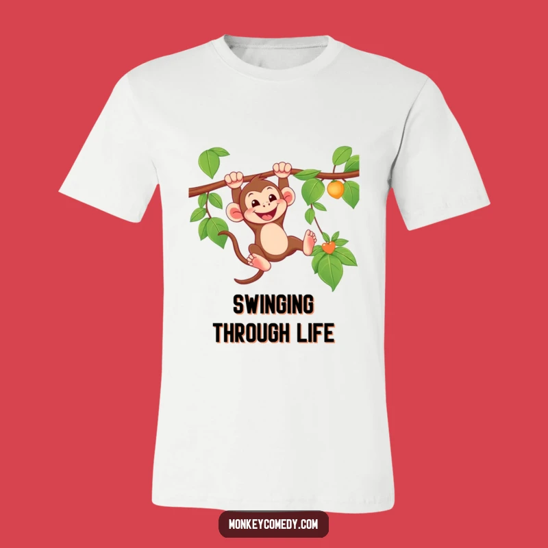 Funny Swinging Monkey T-Shirt - Grinning Jungle Tee, Hilarious Gift