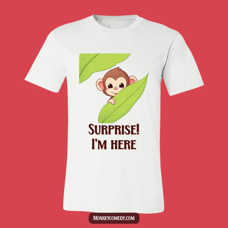 Funny Kawaii Monkey T-Shirt - Peek Surprise, Quirky Humorous Gift