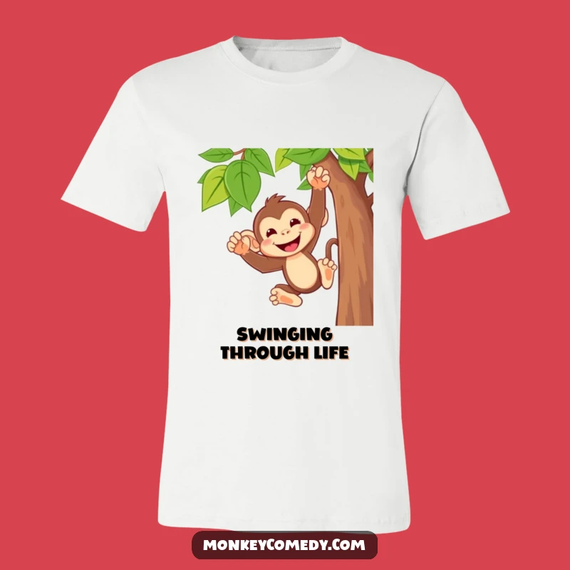 Funny Monkey Swinging T-Shirt - Cheeky Grin Tee for Hilarious Fun Adventures