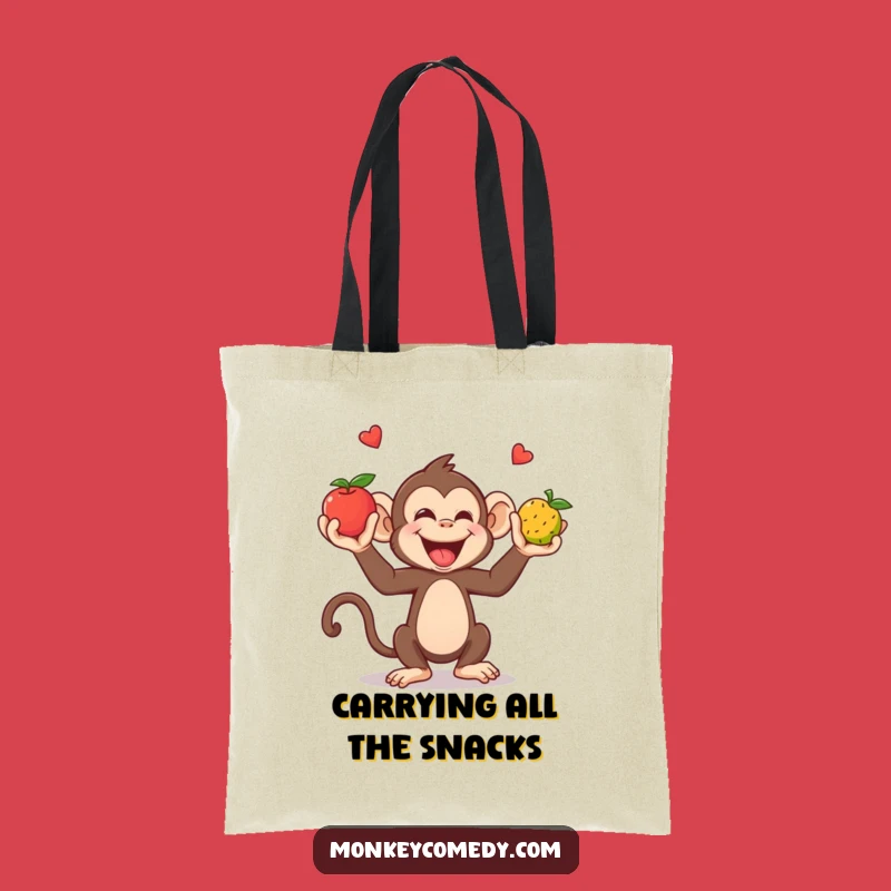 Funny Monkey Juggling Tote Bag: Giggling Fruit Carry-All Gift