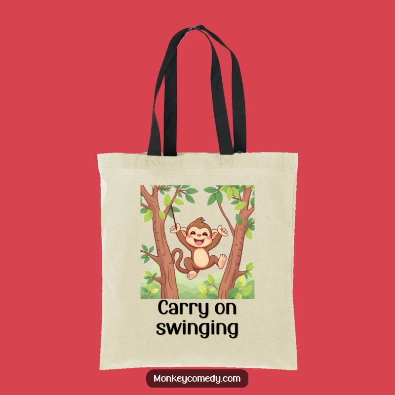 Funny Kawaii Monkey Tote Bag - Cute Swinging Monkey Carry-All, Perfect Humorous Gift