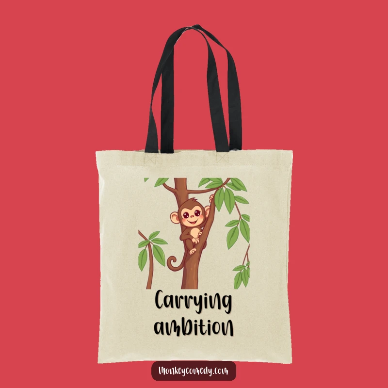 Funny Monkey Tote Bag - Determined Primate Climbing Accessory