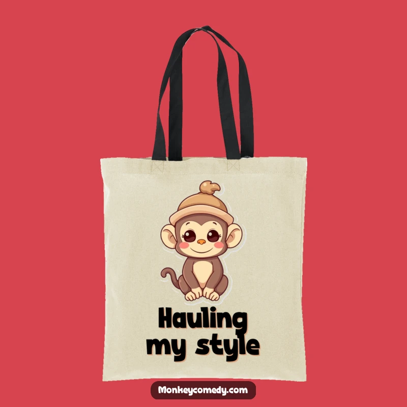 Funny Kawaii Monkey Hat Tote Bag - Quirky Accessory, Cute & Hilarious Gift!