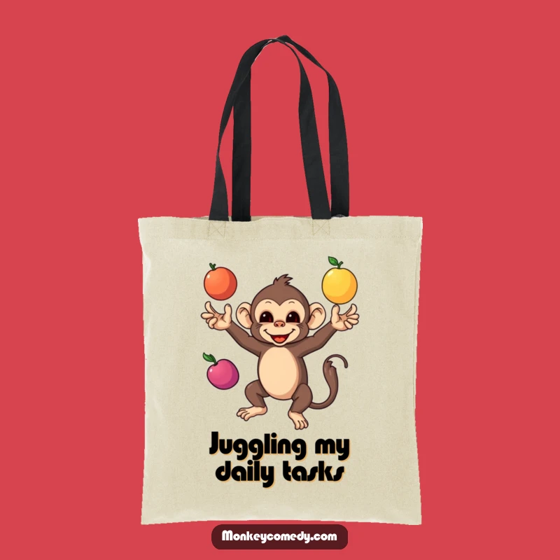 Funny Monkey Juggling Fruits Tote Bag: Carry Your Day With Skillful Merriment